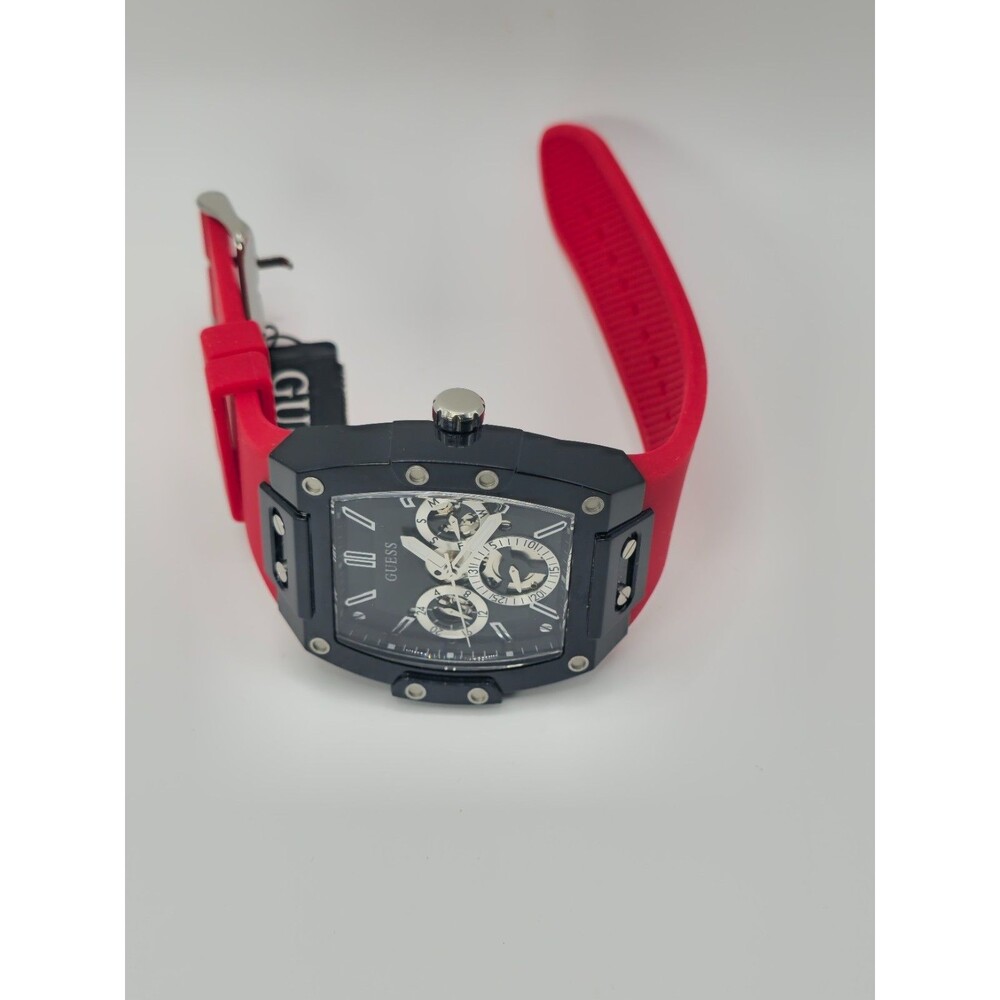 GUESS Men's Black & Red Multifunction Watch